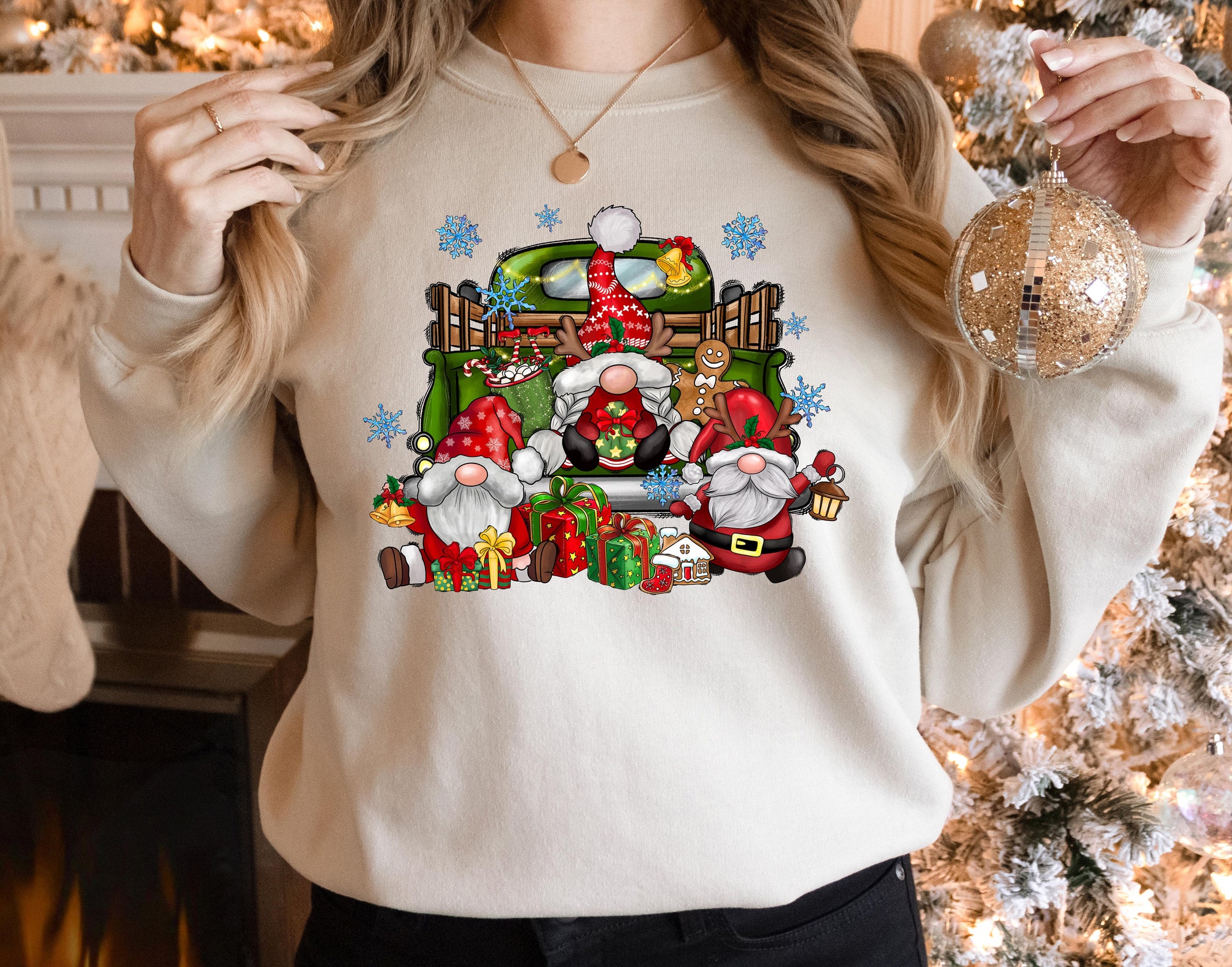 Christmas Santa Sweatshirt | Cute Gnomies & Holiday Gifts image 1