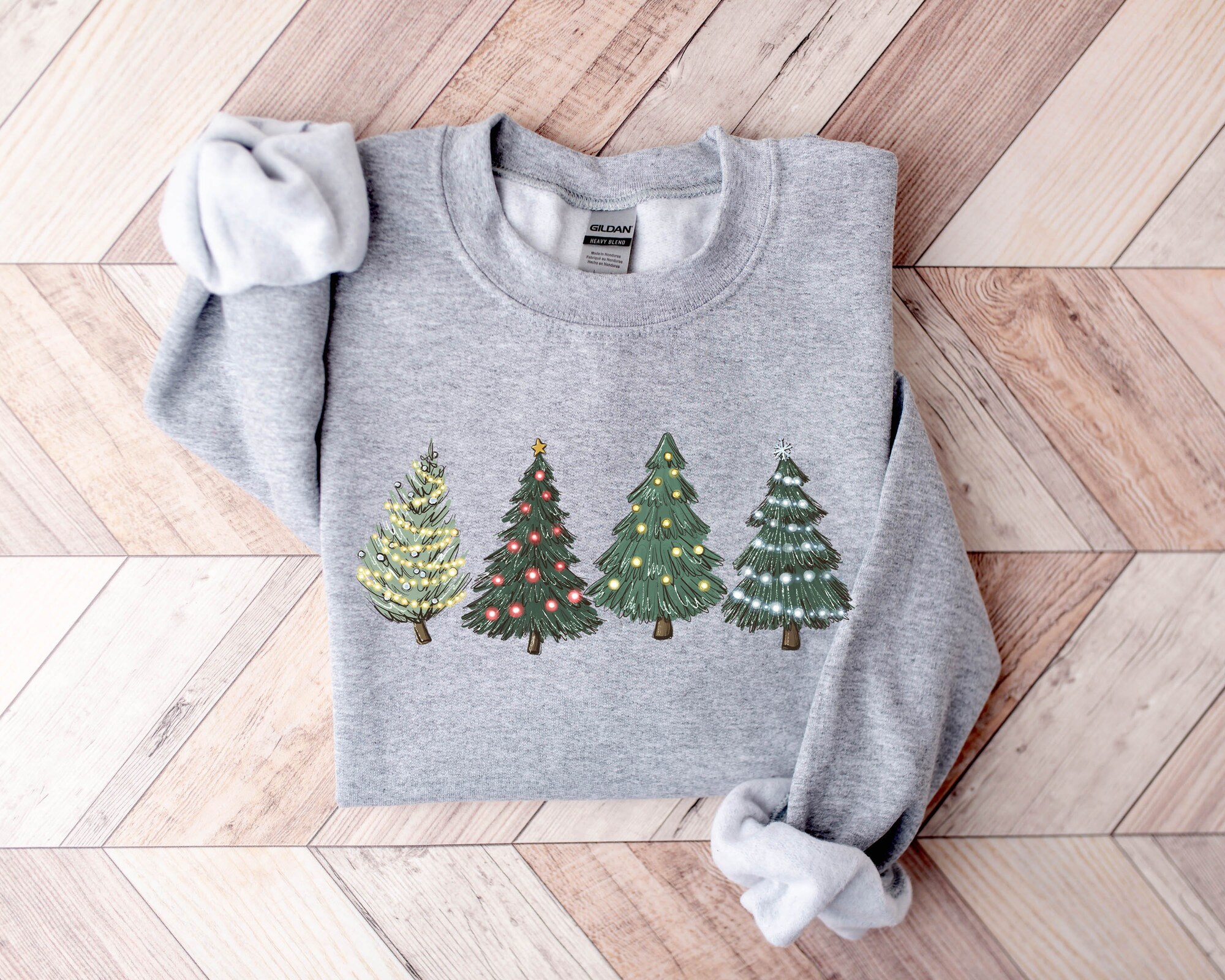 Christmas Sweatshirt Christmas Sweater Crewneck Tree Holiday Women's Winter image 2