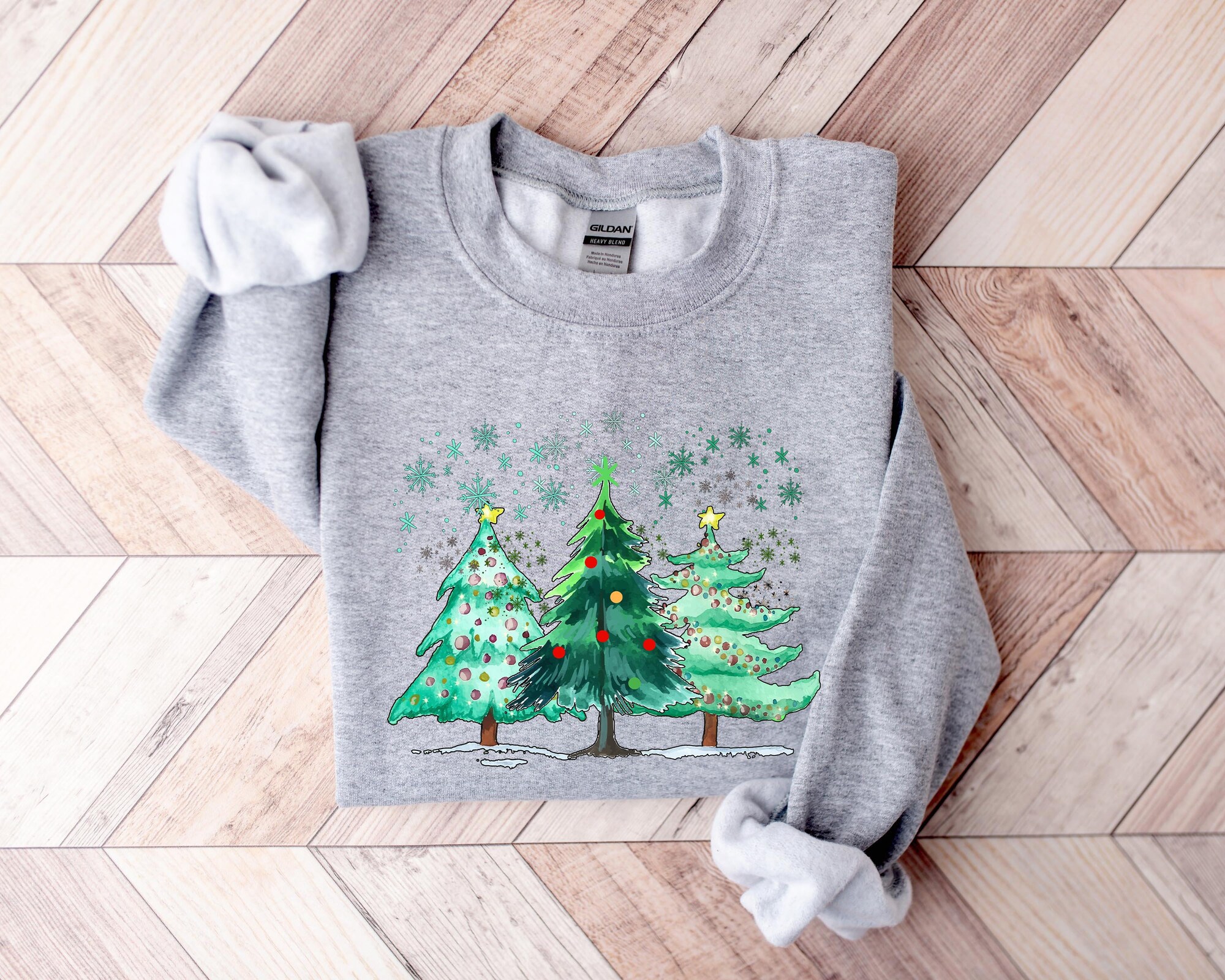 Christmas Sweatshirt Christmas Sweater Crewneck Tree Holiday Winter Sweater image 2