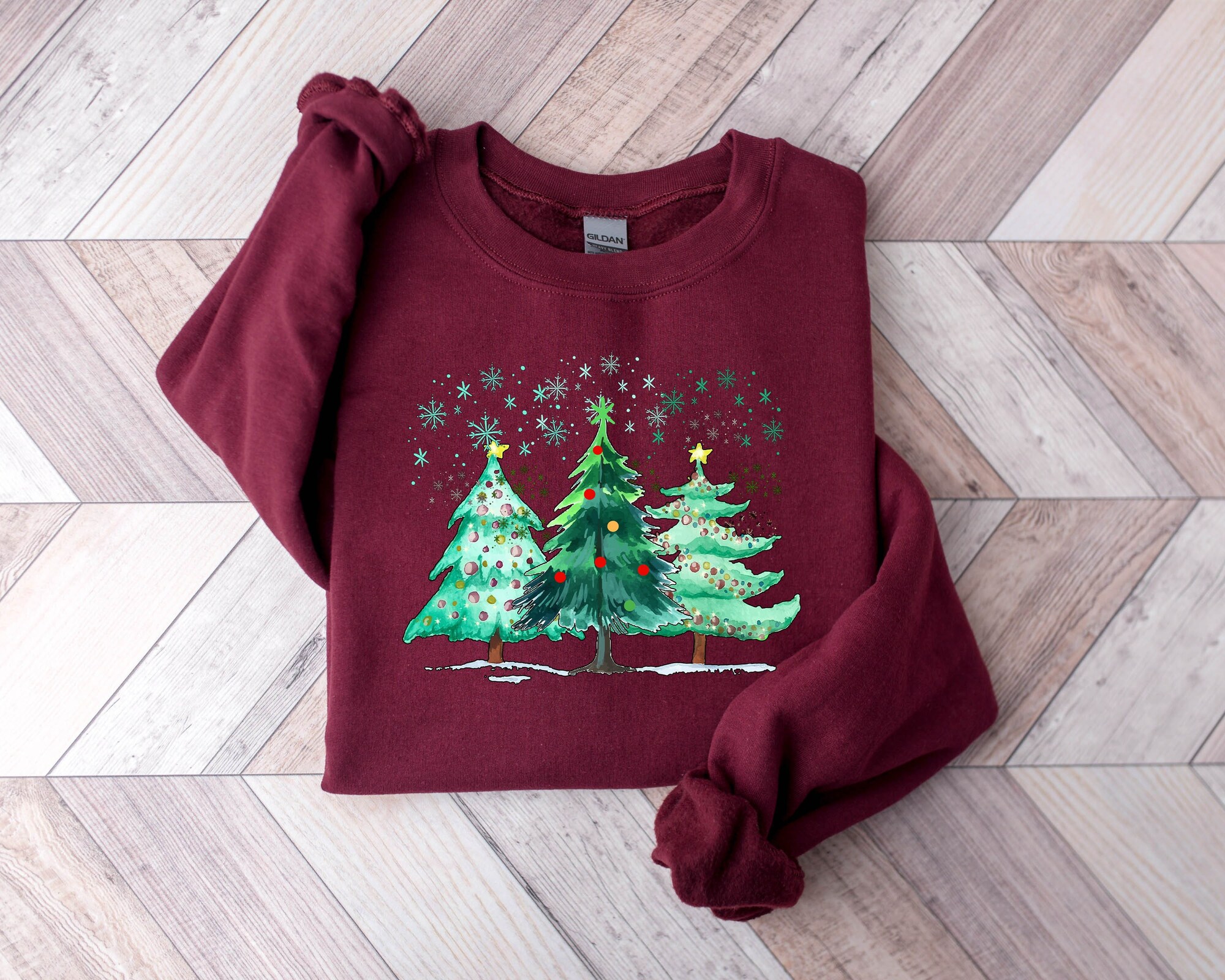 Christmas Sweatshirt Christmas Sweater Crewneck Tree Holiday Winter Sweater image 0