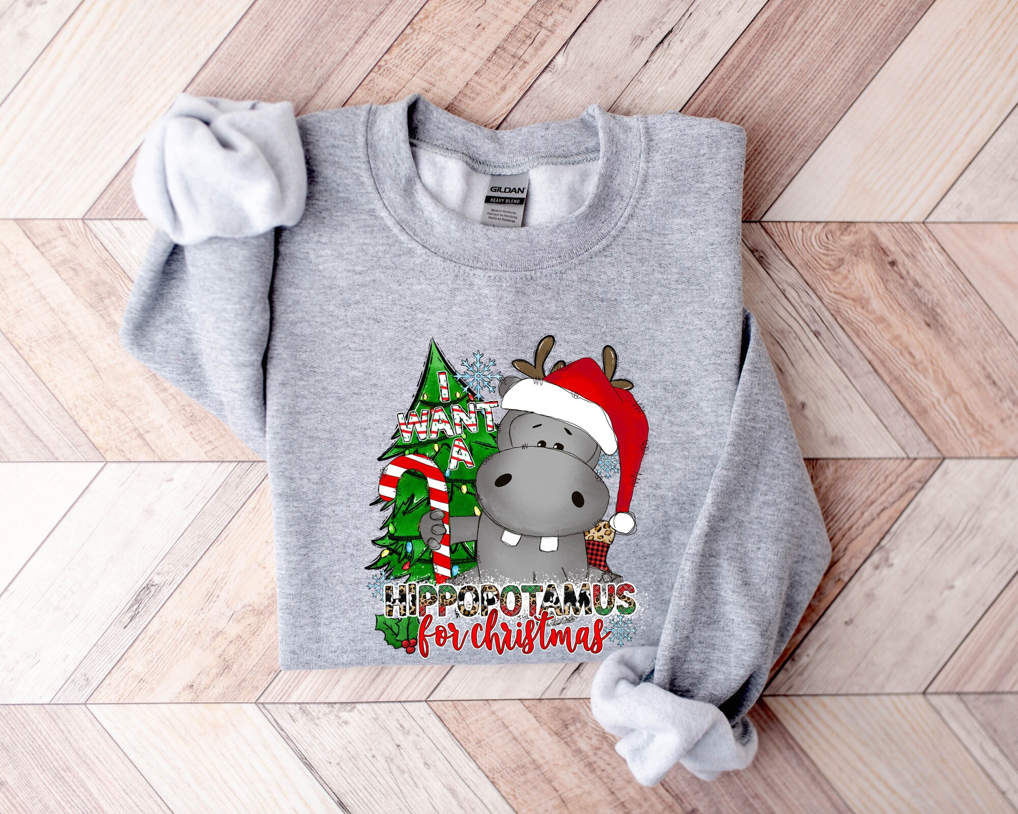 I Want a Hippopotamus for Christmas Shirt Hippo Family Matching Sweatshirt image 2