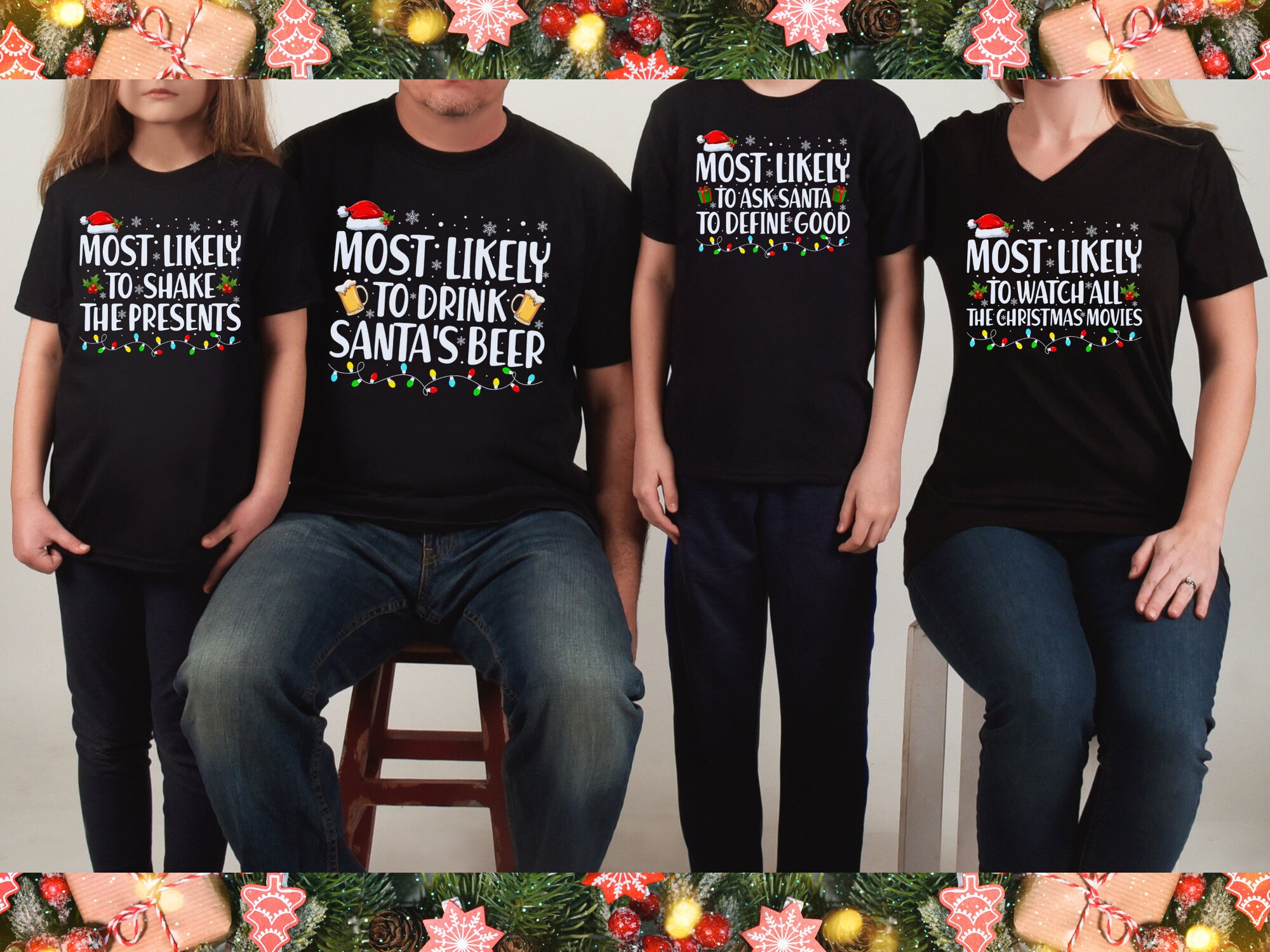 Matching 'Most Likely To' Christmas Shirts: Family Pajama Tees image 1