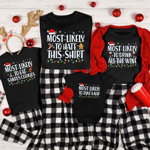 Matching 'Most Likely To' Christmas Shirts: Family Pajama Tees image 0