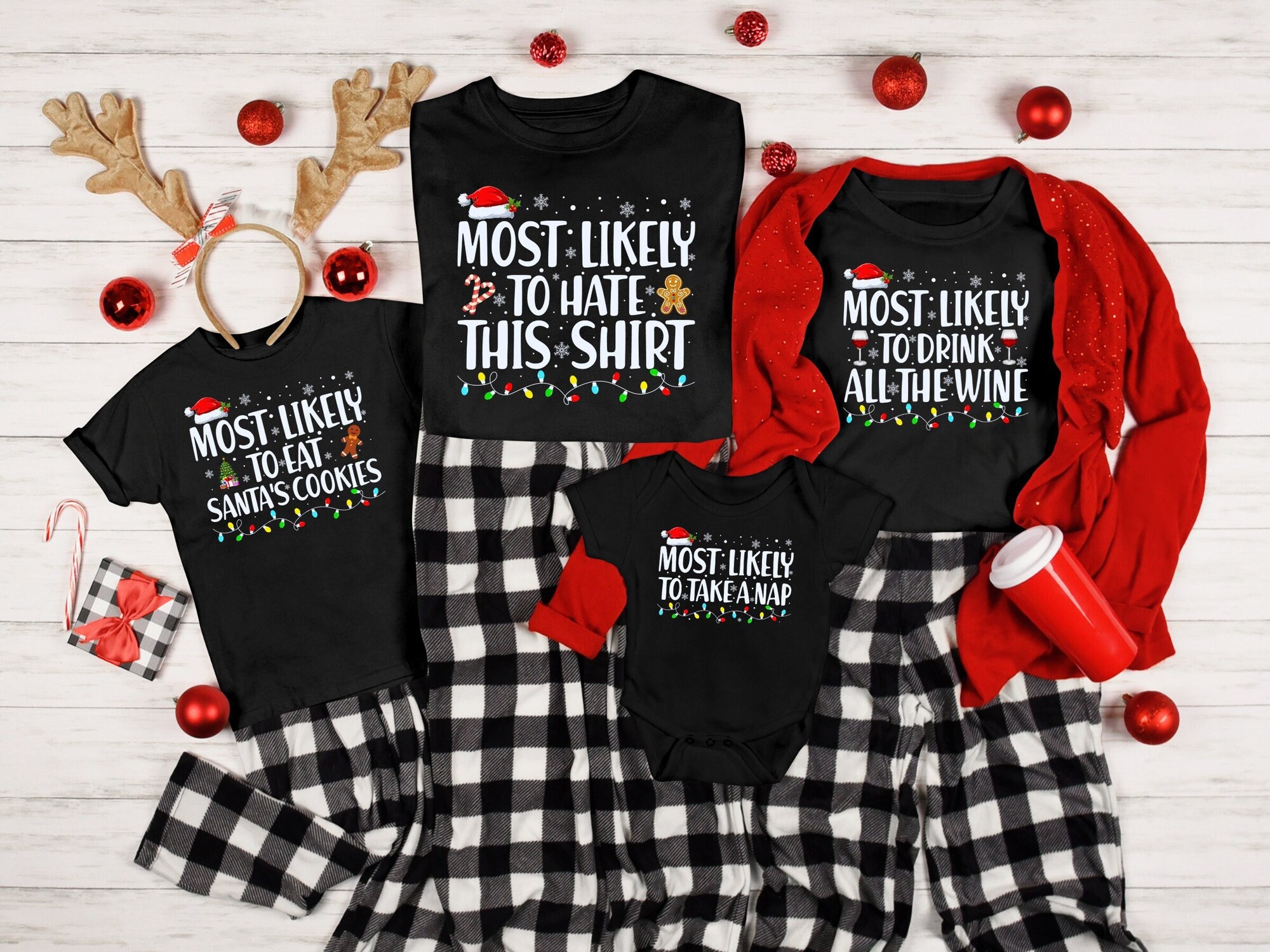 Matching 'Most Likely To' Christmas Shirts: Family Pajama Tees image 0