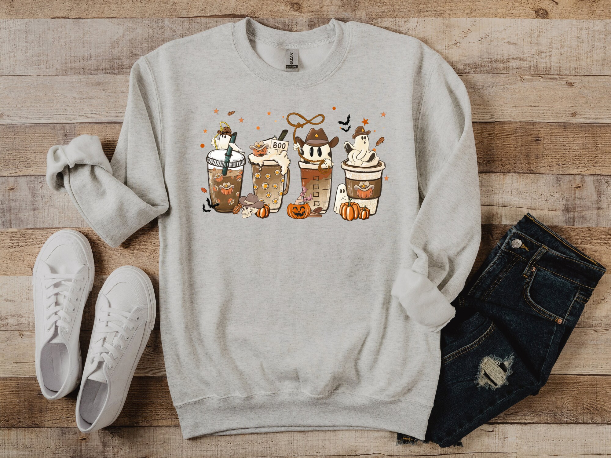 Western Coffee Sweatshirt - Retro Fall Halloween Tee image 2