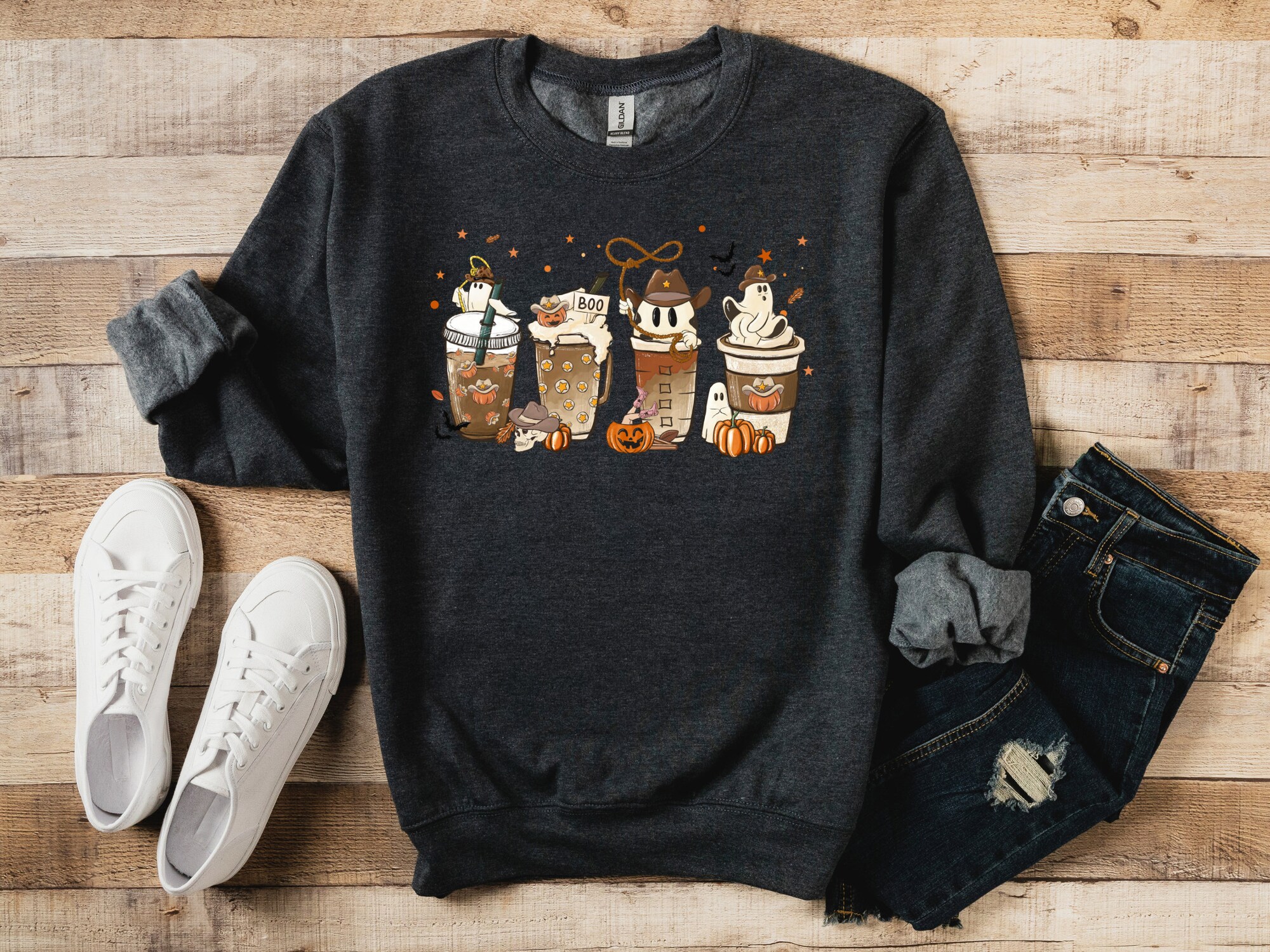 Western Coffee Sweatshirt - Retro Fall Halloween Tee image 3