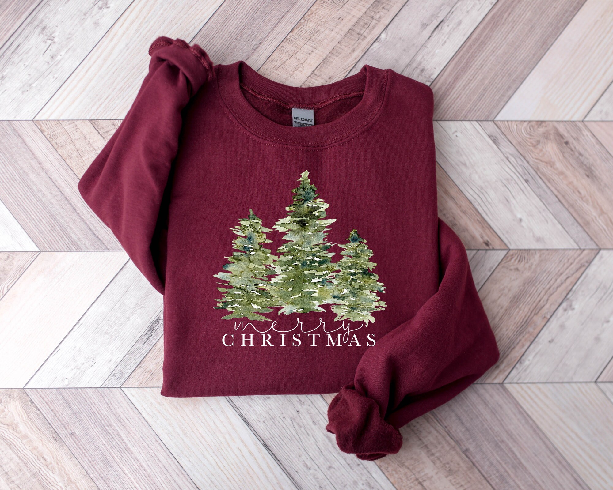 Christmas Trees Sweatshirt Women Festive Holiday Gift image 2