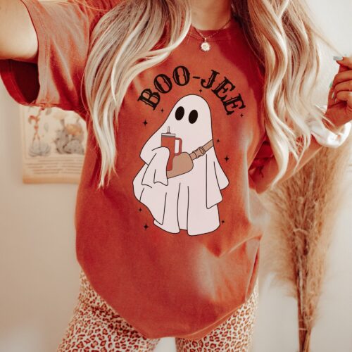 Trendy Boo Jee Halloween Ghost Shirt & Coffee Lover Tee image 0