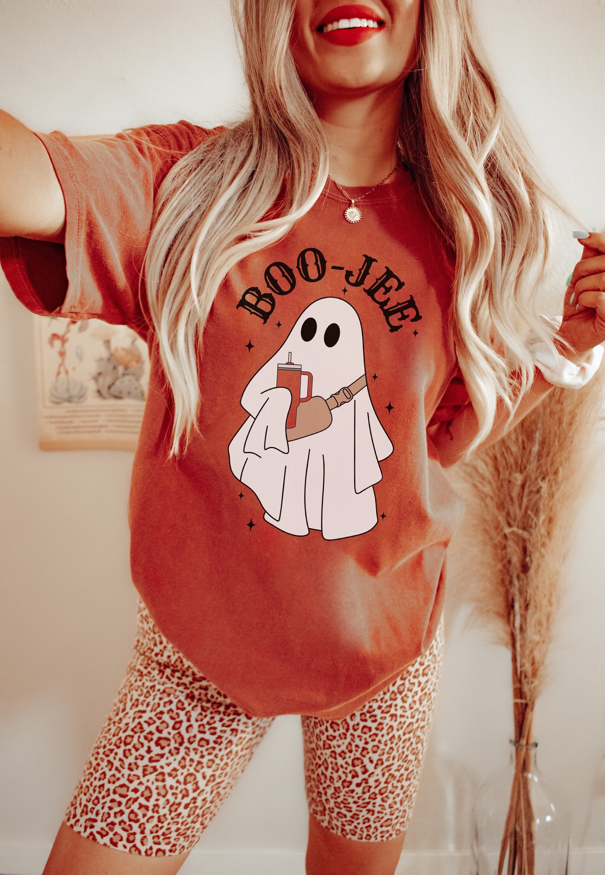 Trendy Boo Jee Halloween Ghost Shirt & Coffee Lover Tee image 0
