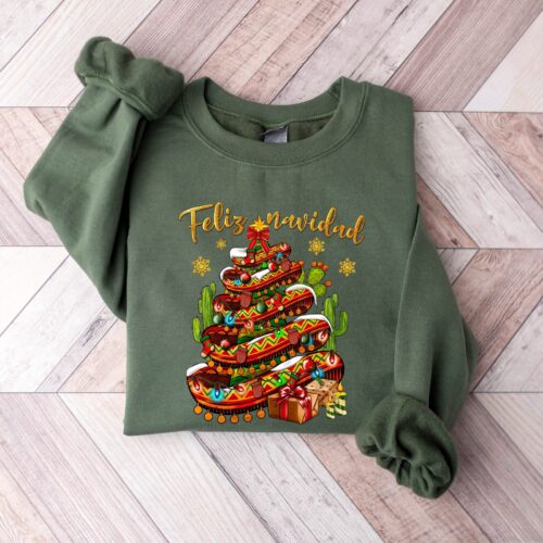 Feliz Navidad Shirt: Latina Christmas Tee Cactus y Sombrero Design image 0