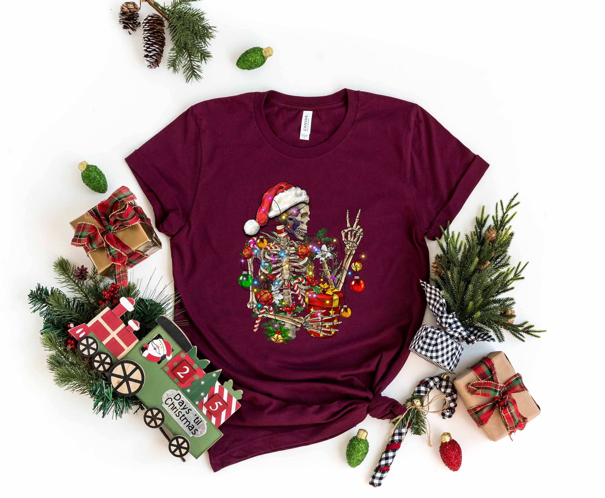 Sarcastic Skeleton Christmas Sweatshirt: Coffee Lover Gift Tee image 1