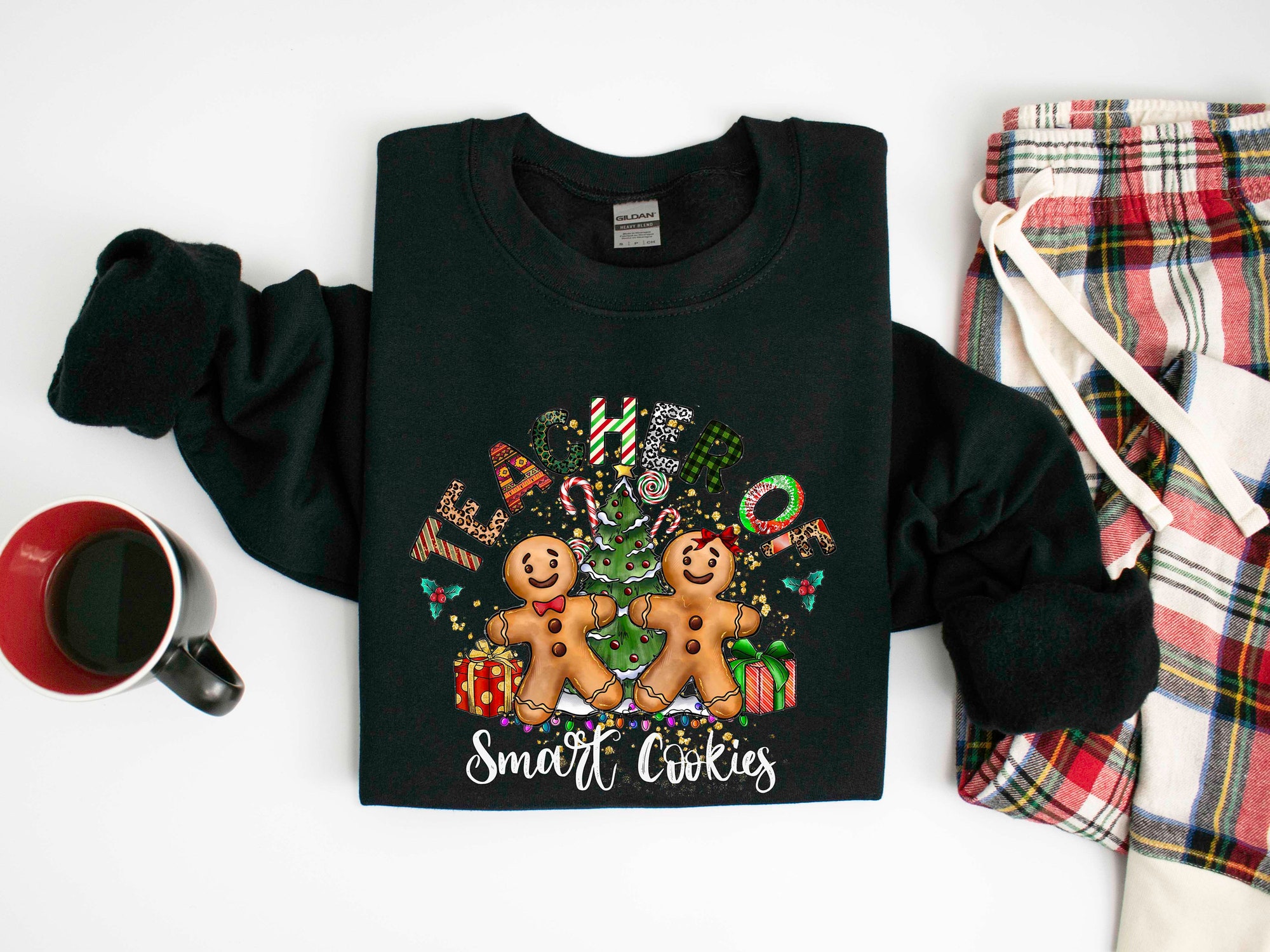 Teacher of Smart Cookies Shirt: Gingerbread Christmas Sweatshirt Gift for Teacher image 4