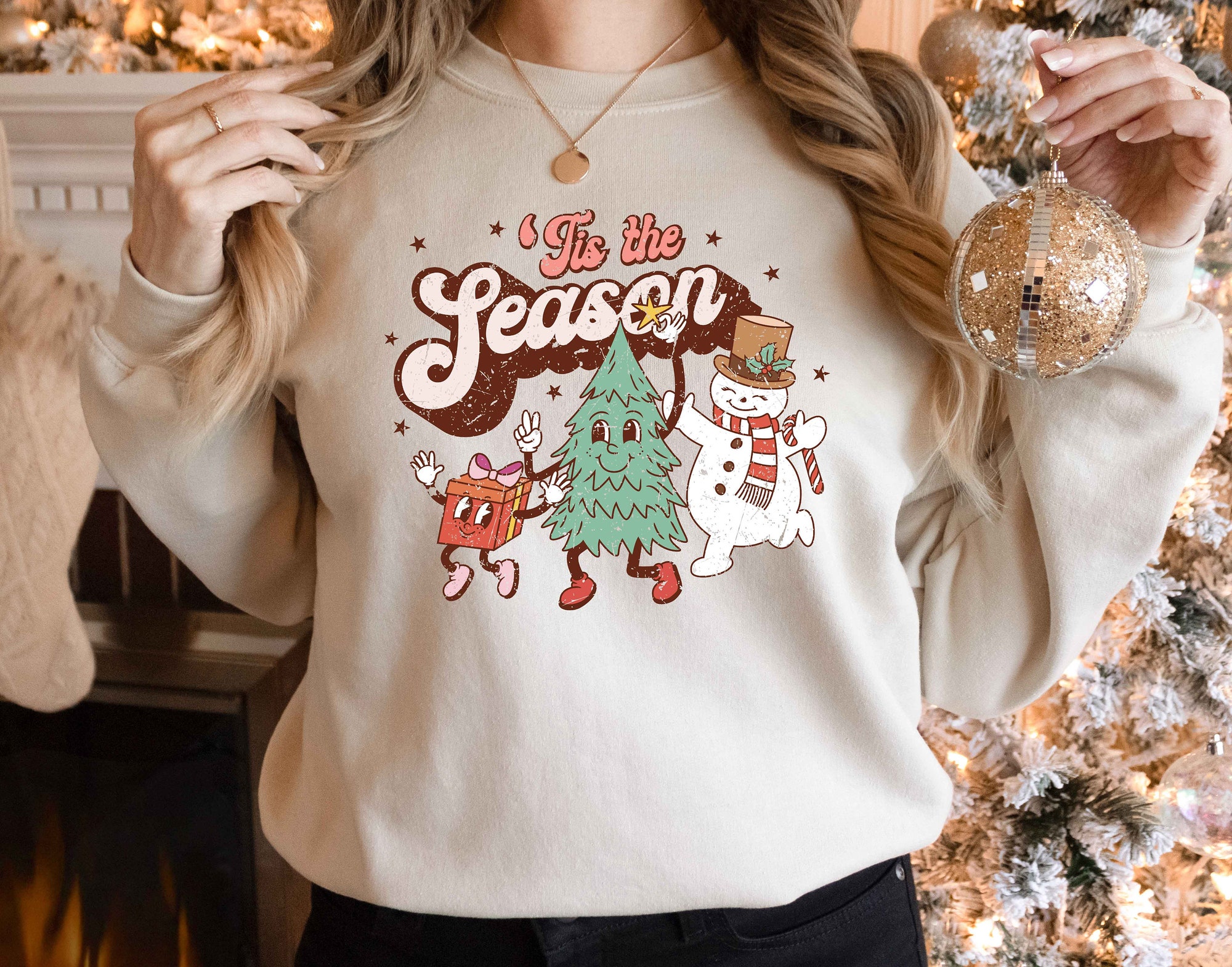 Tis The Season Sweatshirt, Christmas Tis The Season Shirt, Merry Christmas Sweatshirt, Christmas Tee, Cute Winter Sweatshirt image 1