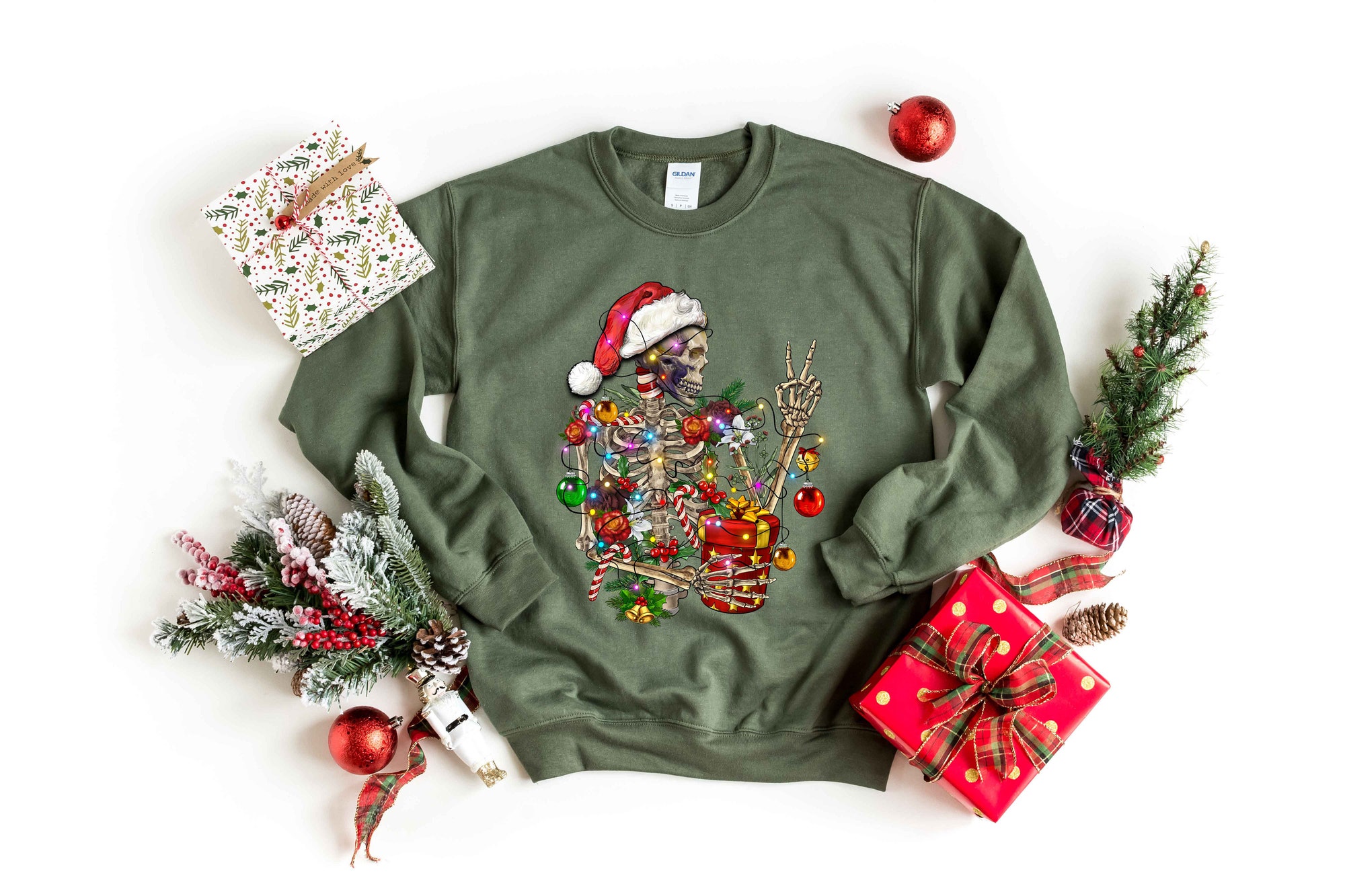 Sarcastic Skeleton Christmas Sweatshirt: Coffee Lover Gift Tee image 3