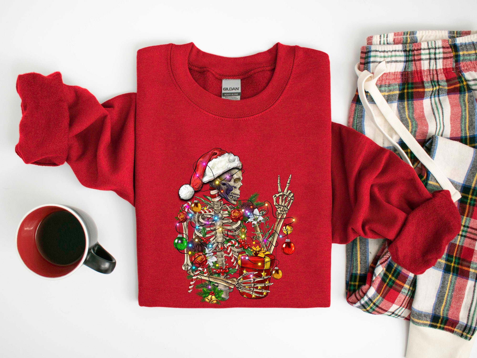 Sarcastic Skeleton Christmas Sweatshirt: Coffee Lover Gift Tee image 4