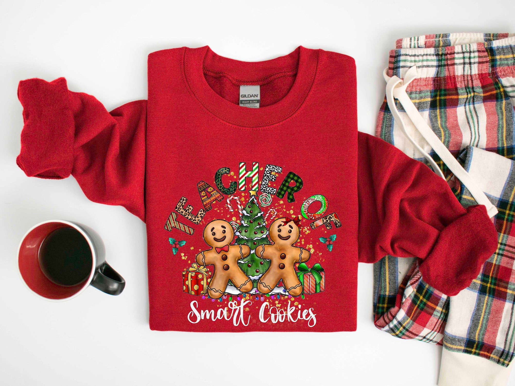 Teacher of Smart Cookies Shirt: Gingerbread Christmas Sweatshirt Gift for Teacher image 2