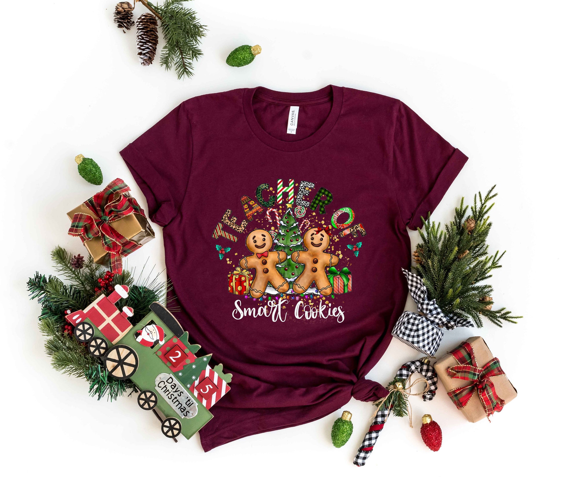 Teacher of Smart Cookies Shirt: Gingerbread Christmas Sweatshirt Gift for Teacher image 3