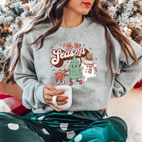 Tis The Season Sweatshirt, Christmas Tis The Season Shirt, Merry Christmas Sweatshirt, Christmas Tee, Cute Winter Sweatshirt image 0