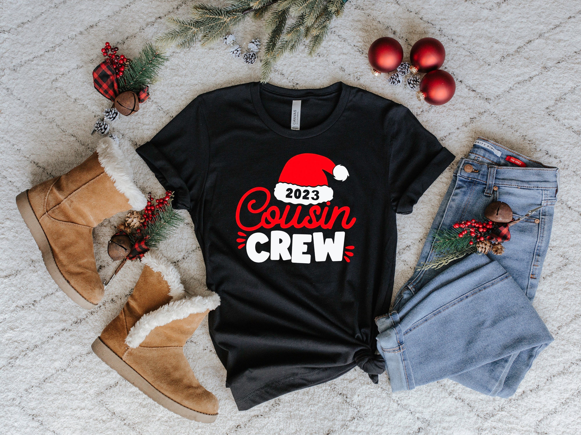 Cousin Crew Shirt | Buffalo Plaid Christmas Crew image 1