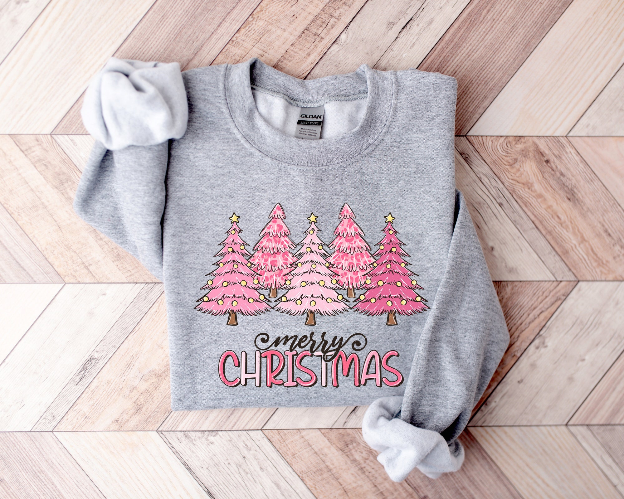 Pink Tree Christmas Sweater | Holiday Crewneck image 2