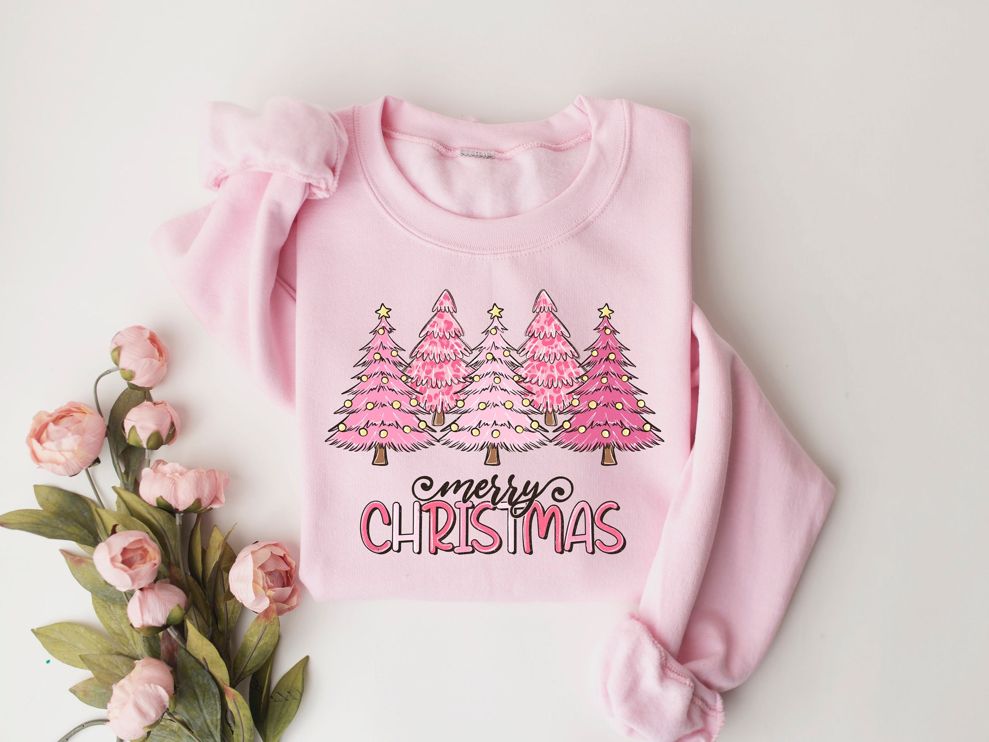 Pink Tree Christmas Sweater | Holiday Crewneck image 3