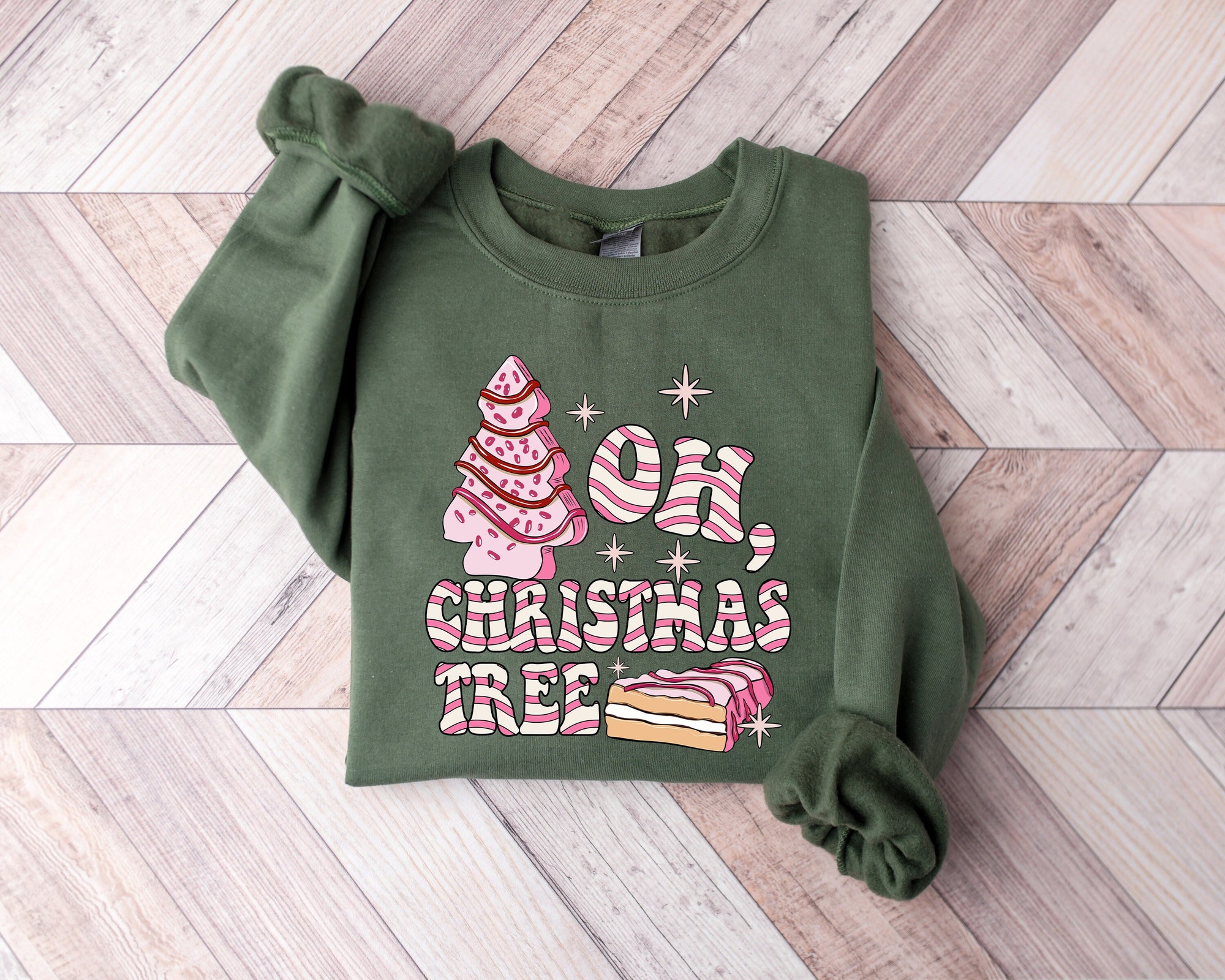 Oh Christmas Tree Sweatshirt Christmas Cake Crewneck image 0