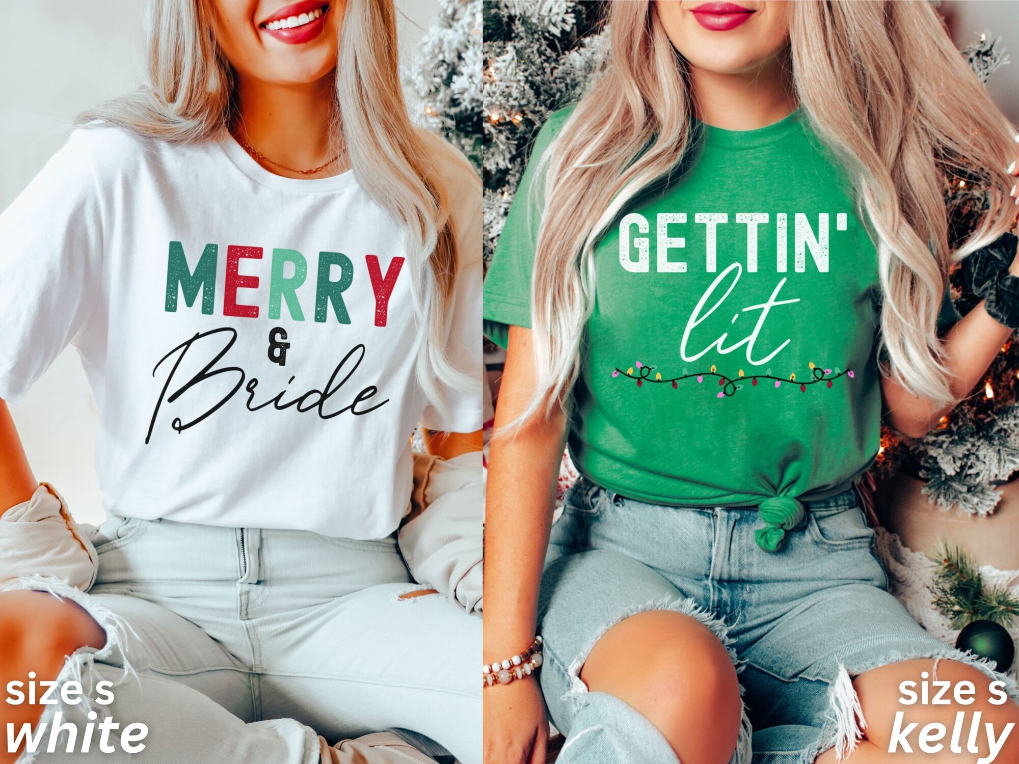 Christmas Bachelorette Party Shirts: Merry & Bride Winter Wedding image 3