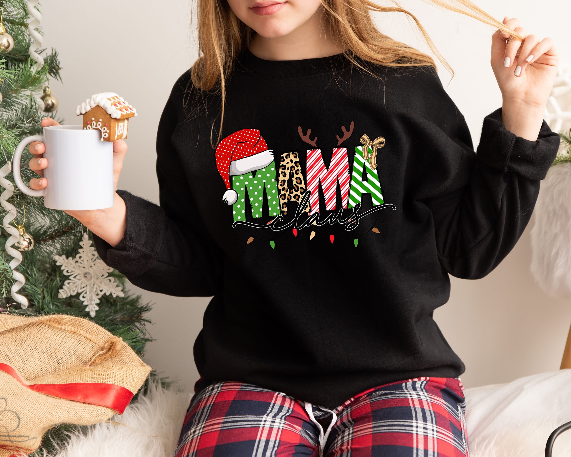 Mama Claus Sweatshirt | Christmas Mom Crewneck & Holiday Winter Shirt image 4