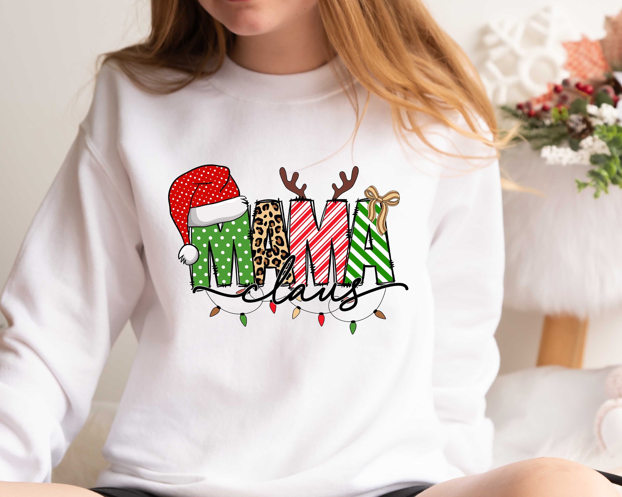 Mama Claus Sweatshirt | Christmas Mom Crewneck & Holiday Winter Shirt image 1