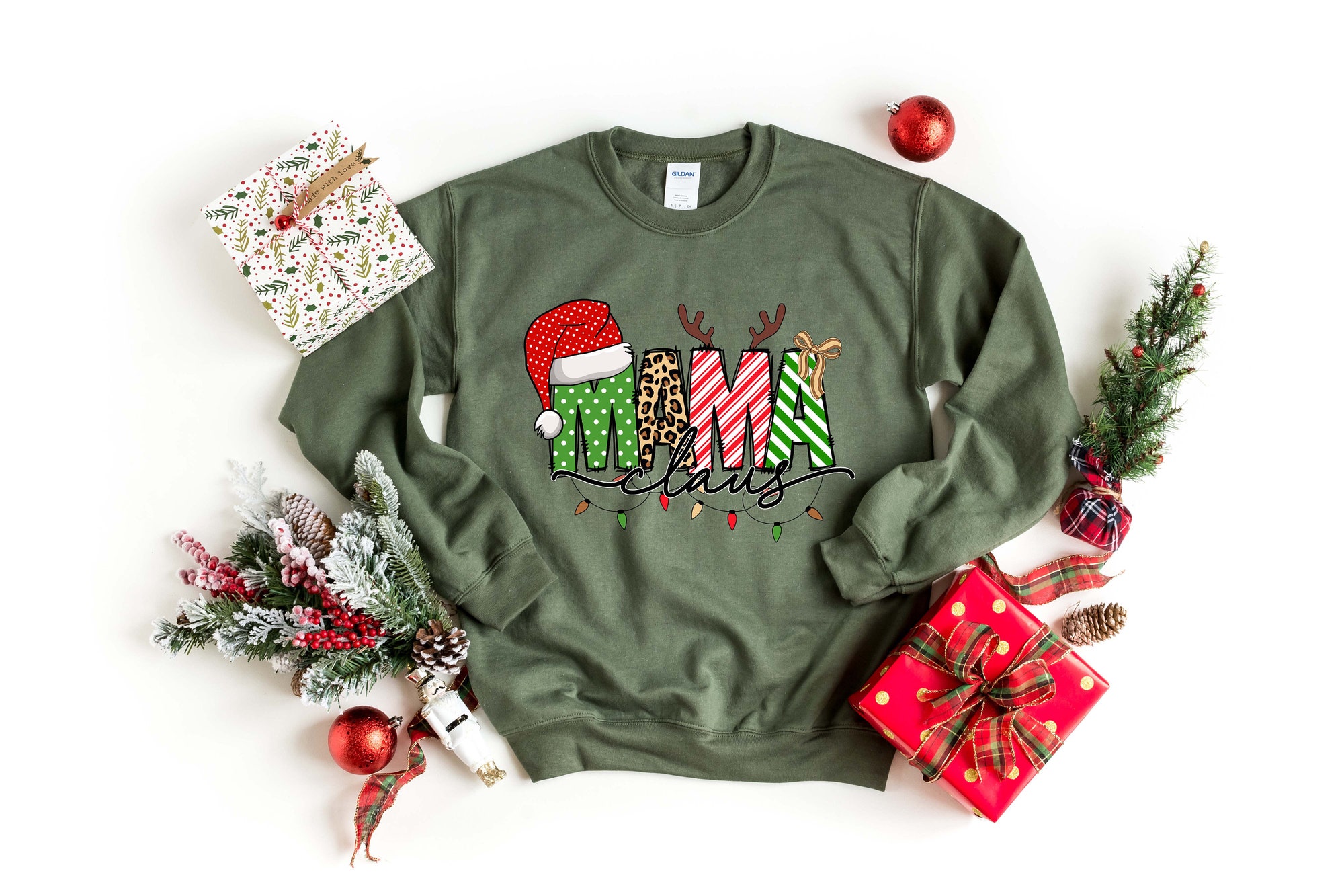 Mama Claus Sweatshirt | Christmas Mom Crewneck & Holiday Winter Shirt image 2