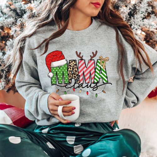 Mama Claus Sweatshirt | Christmas Mom Crewneck & Holiday Winter Shirt image 0