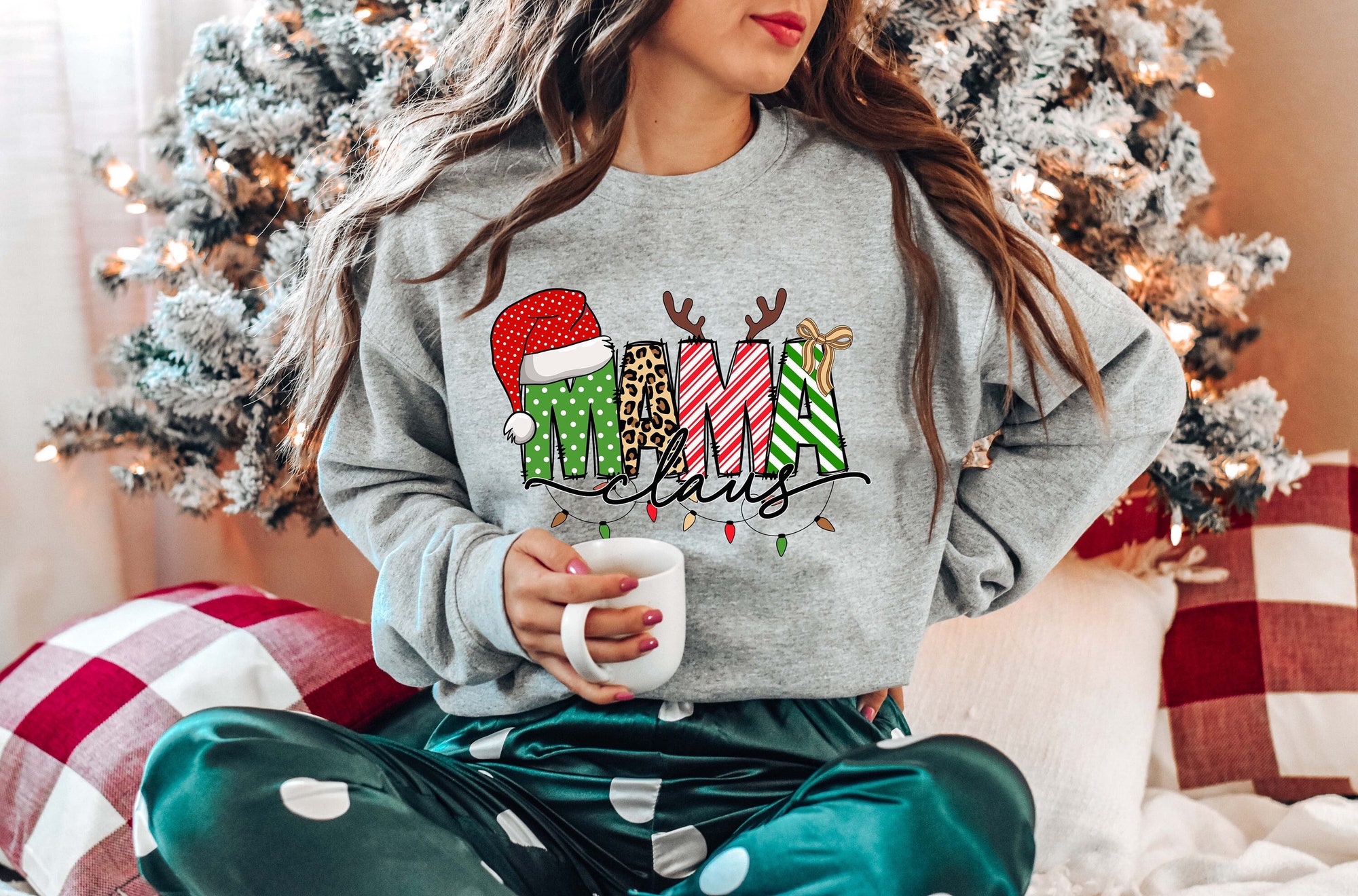 Mama Claus Sweatshirt | Christmas Mom Crewneck & Holiday Winter Shirt image 0