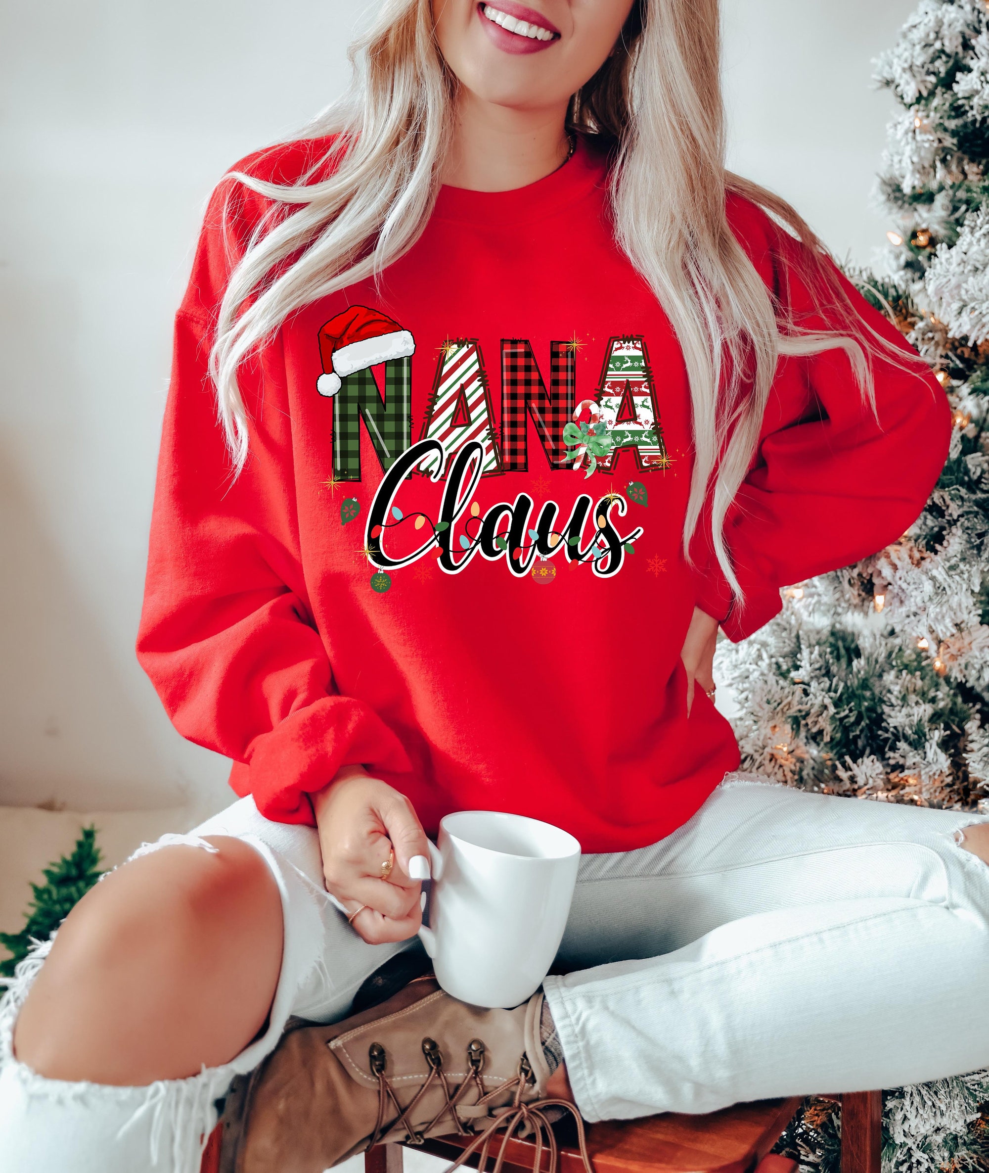 Nana Claus Christmas Sweatshirt: Family Claus Holiday Sweater Gift image 1