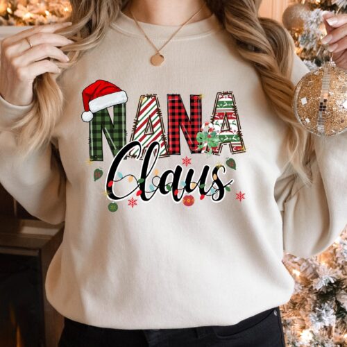 Nana Claus Christmas Sweatshirt: Family Claus Holiday Sweater Gift image 0