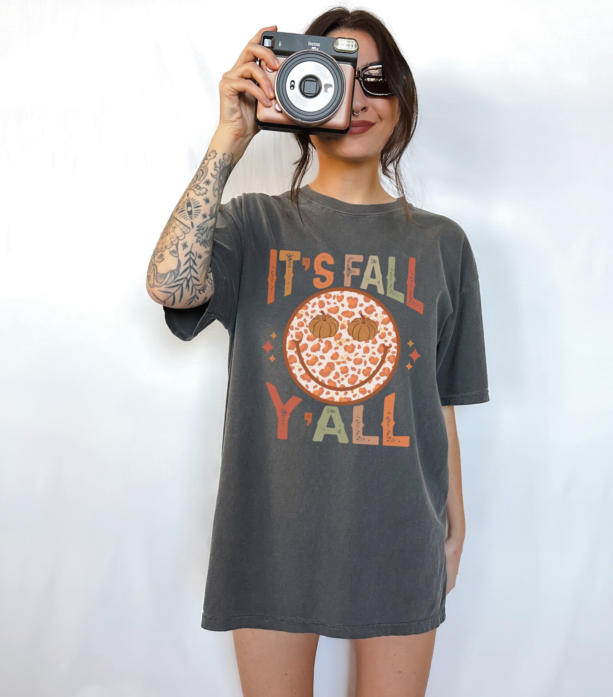 Fall Shirt - Retro Halloween Tee for Women Pumpkin T-Shirt image 0