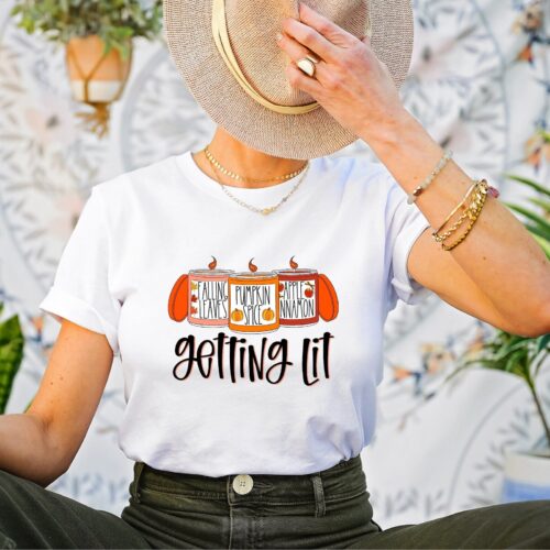 Getting Lit Fall & Thanksgiving Shirts - Pumpkin Candles & Bachelorette image 0