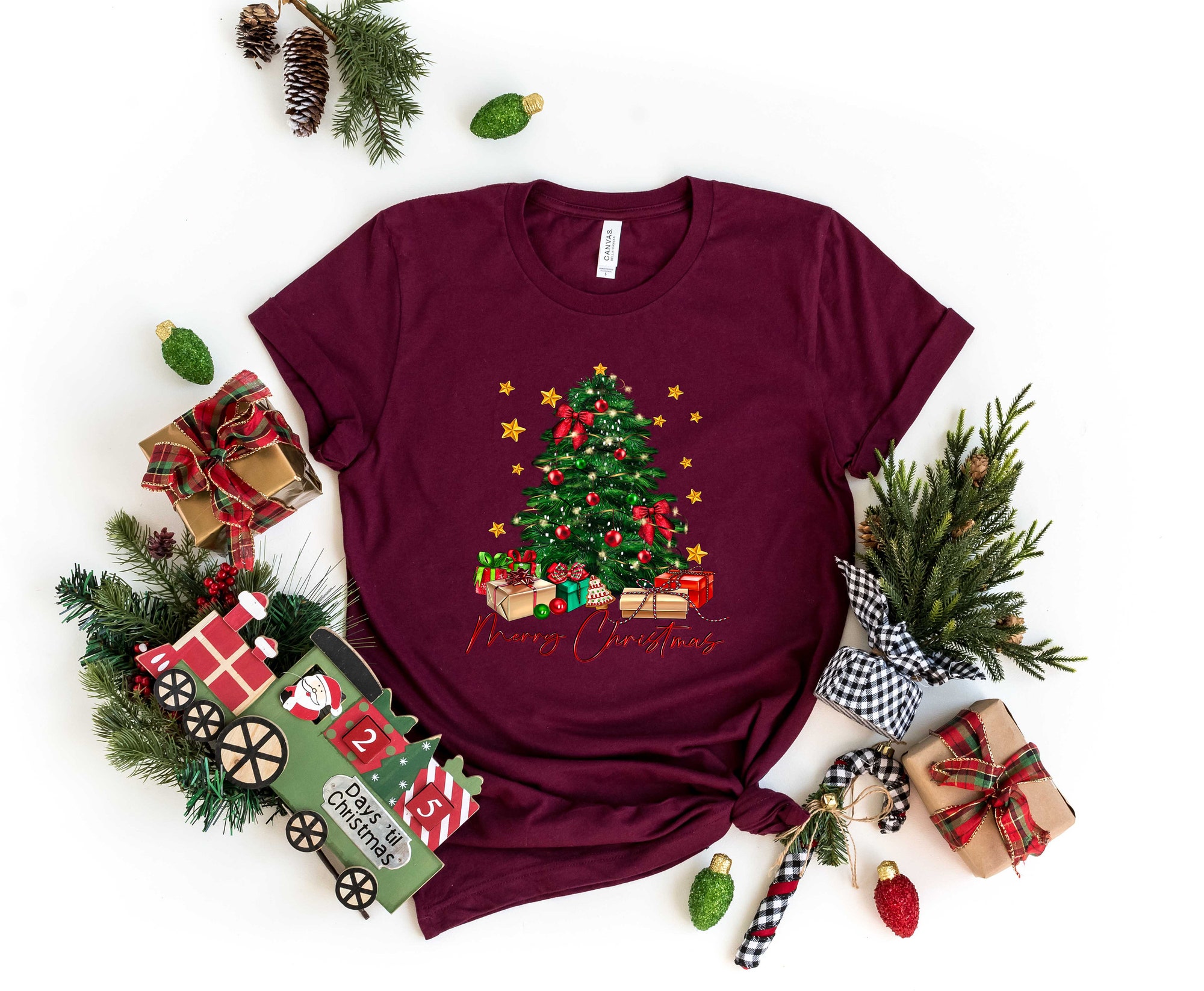 Christmas Sweatshirt Sweater Crewneck Tree Design Women's Holiday Wear image 1