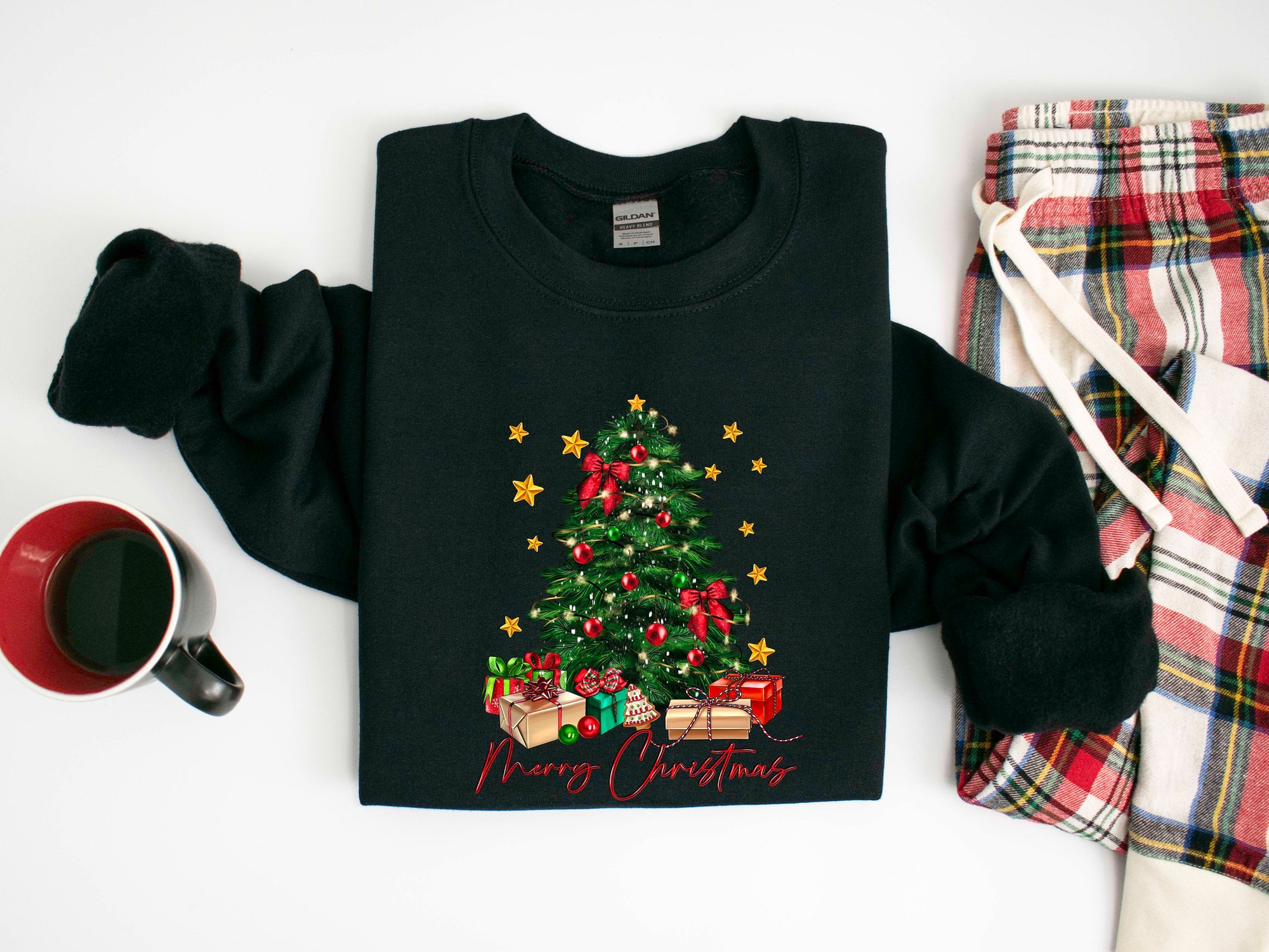 Christmas Sweatshirt Sweater Crewneck Tree Design Women's Holiday Wear image 0