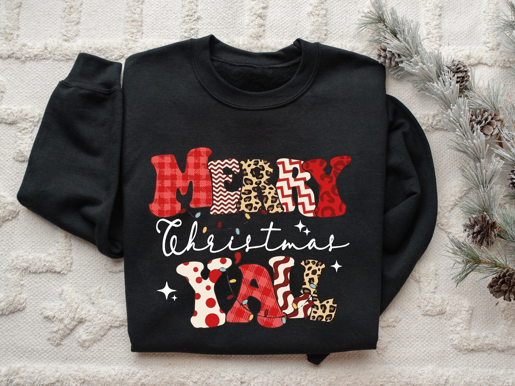 Women's Christmas Sweatshirt Holiday Gift Merry Xmas Y'All Sweatshirt image 3