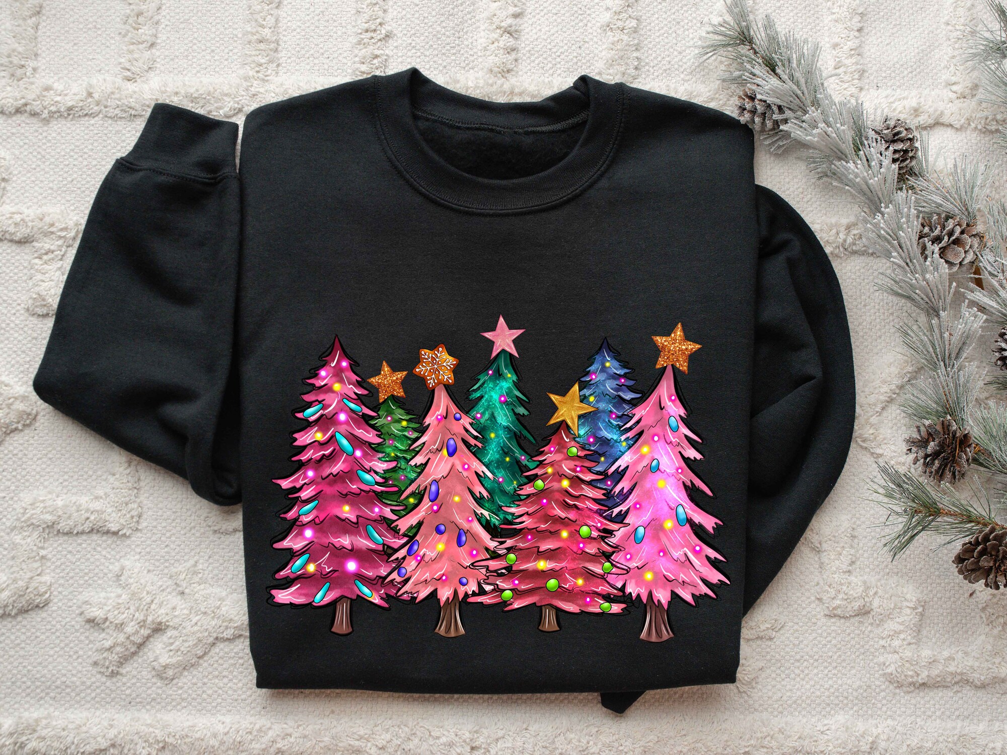 Christmas Sweatshirt Christmas Sweater Crewneck Tree Holiday Winter Sweatshirt image 1