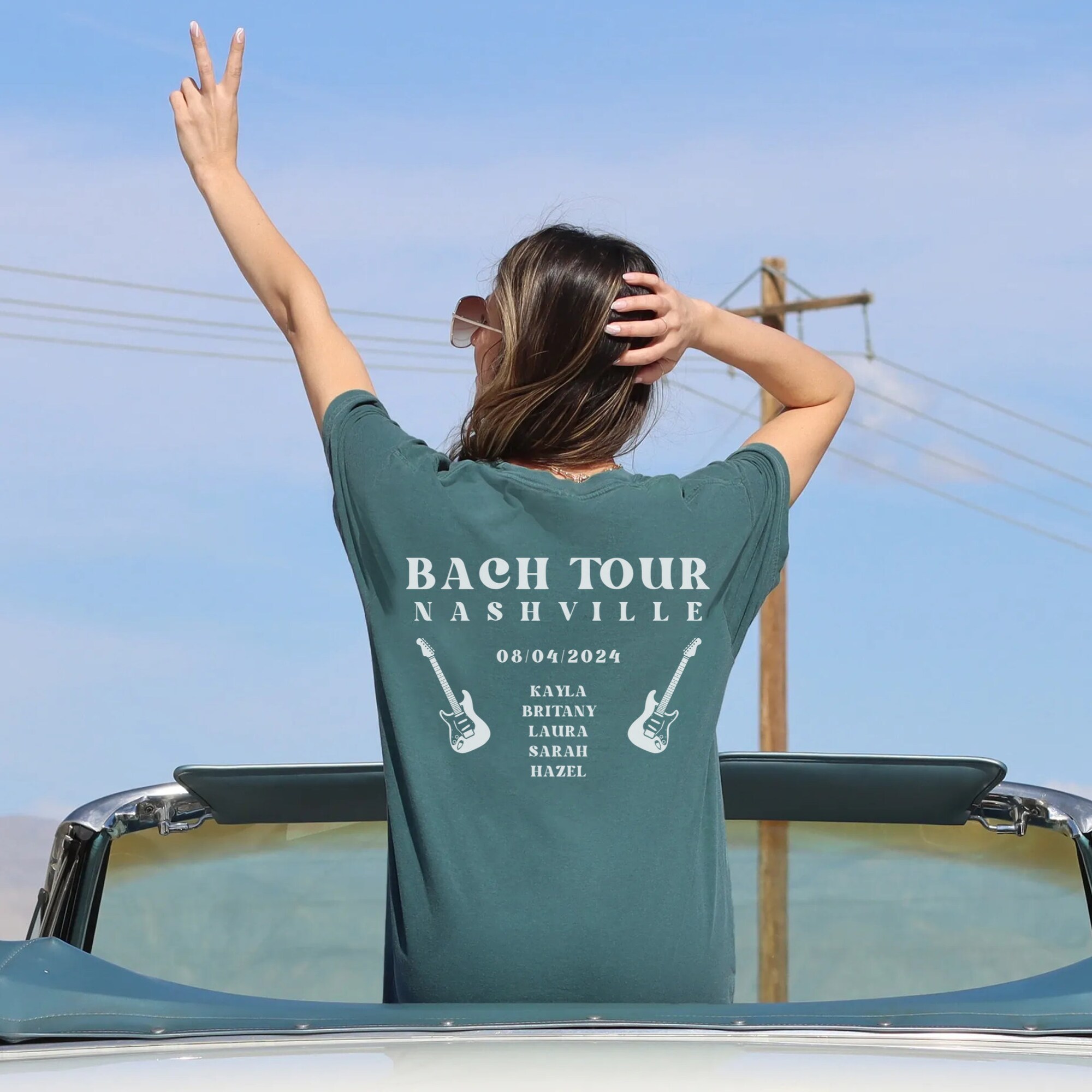 Bachelorette Tour: Custom Retro Bridal Tees & Oversized Shirts with Guitar image 3