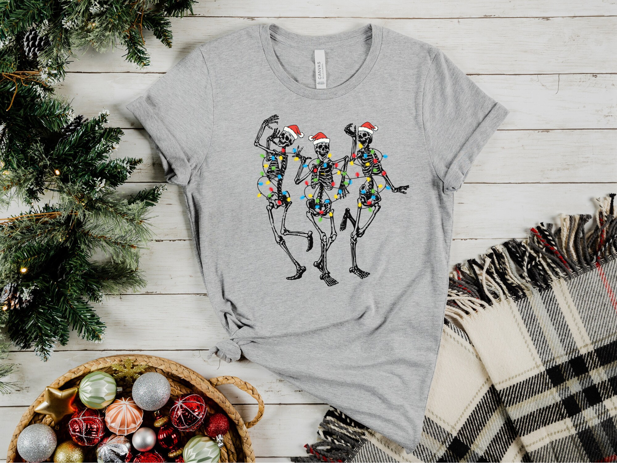 Funny Skeleton Dancing Christmas Shirt Skeleton Dance Christmas Lights Shirt image 3