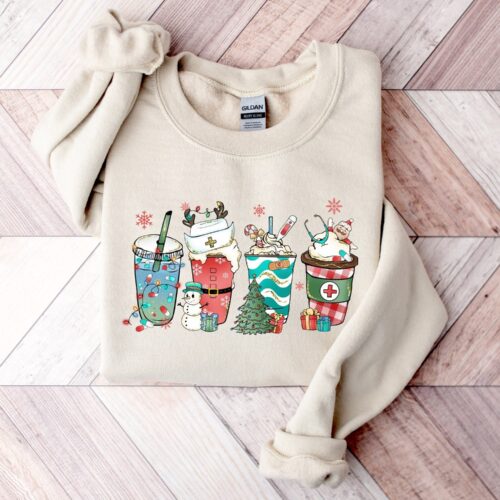 Christmas Nurse Sweatshirt: NICU ER Gift - Coffee Design Tee image 0