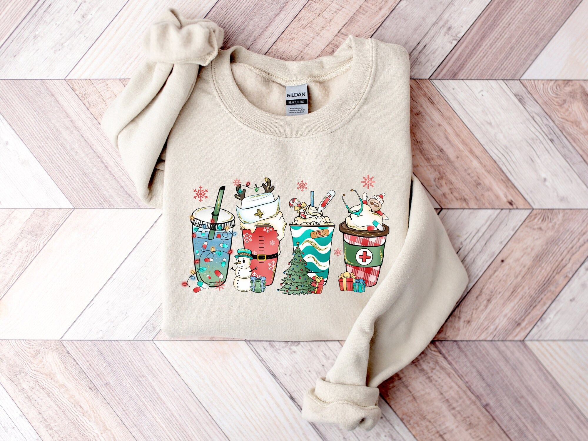 Christmas Nurse Sweatshirt: NICU ER Gift - Coffee Design Tee image 0