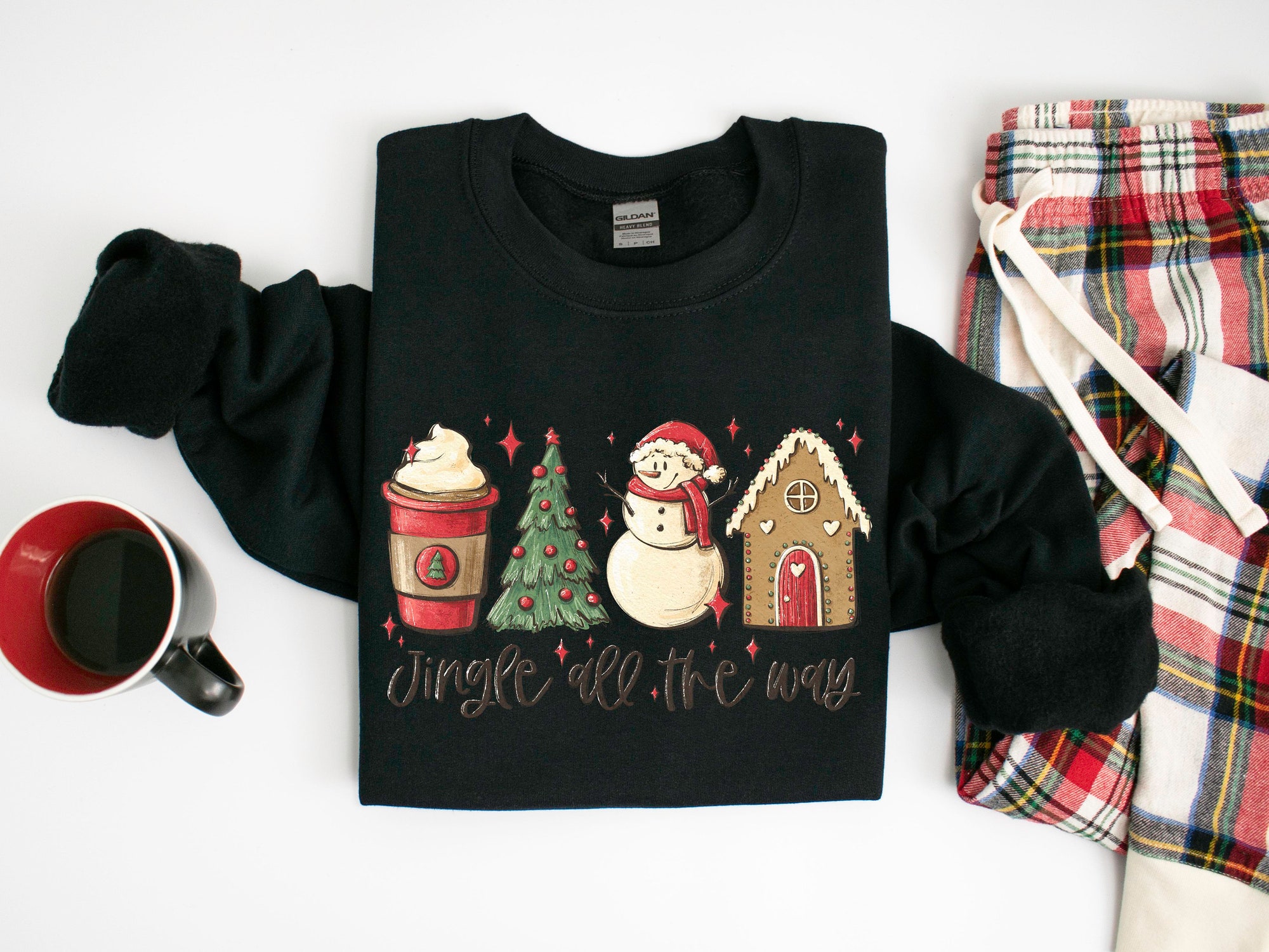 Jingle All The Way Christmas Sweatshirt Tis The Season Tee Merry & Cute image 3