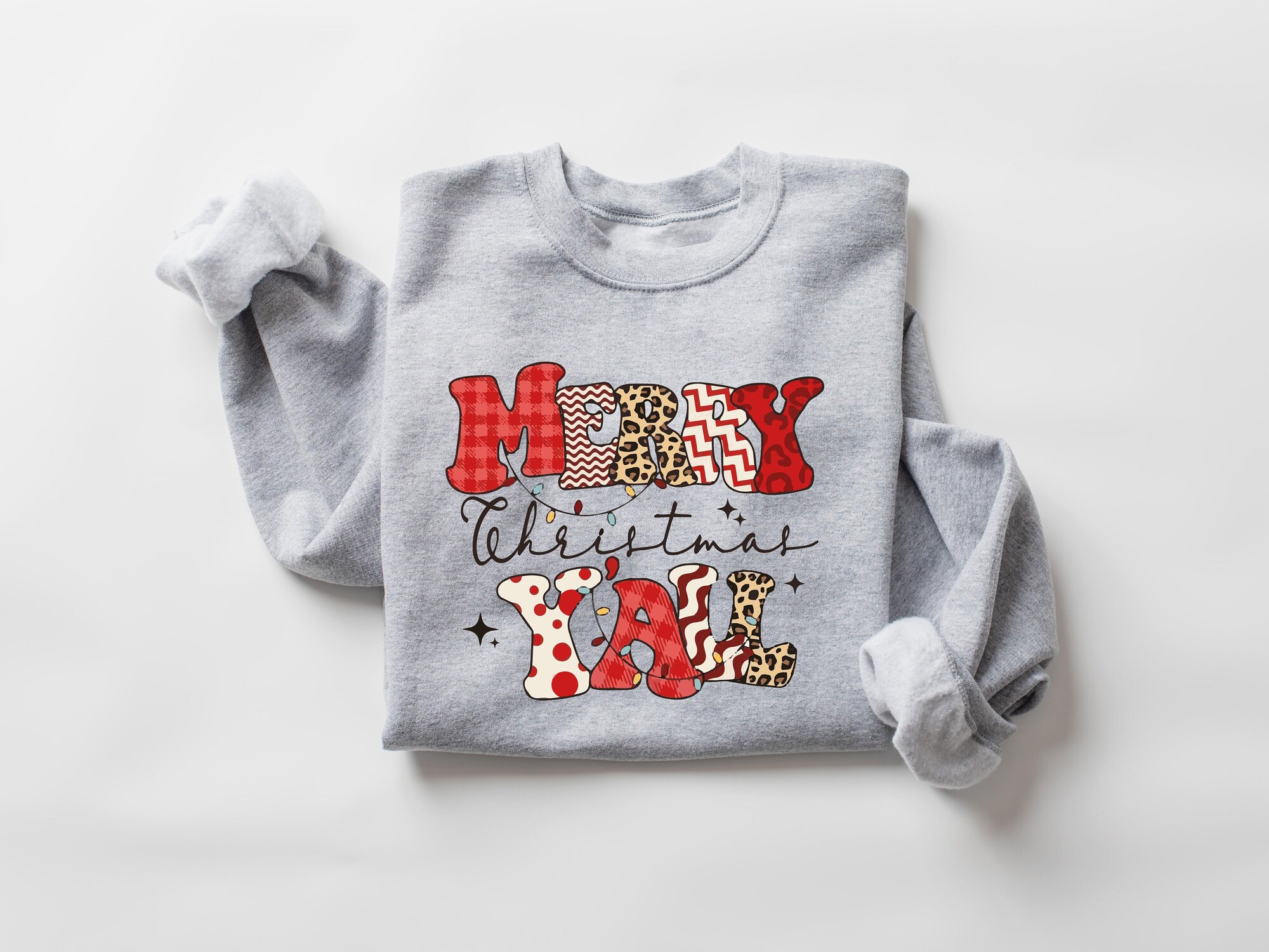 Women's Christmas Sweatshirt Holiday Gift Merry Xmas Y'All Sweatshirt image 1