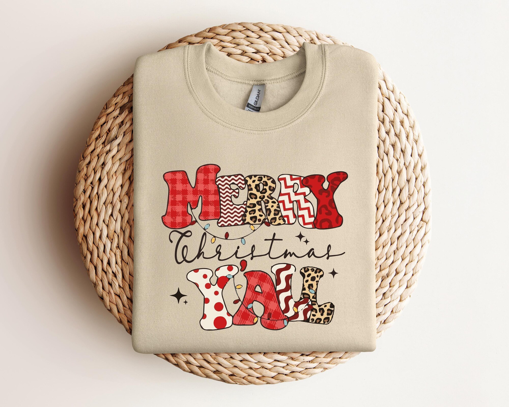 Women's Christmas Sweatshirt Holiday Gift Merry Xmas Y'All Sweatshirt image 0