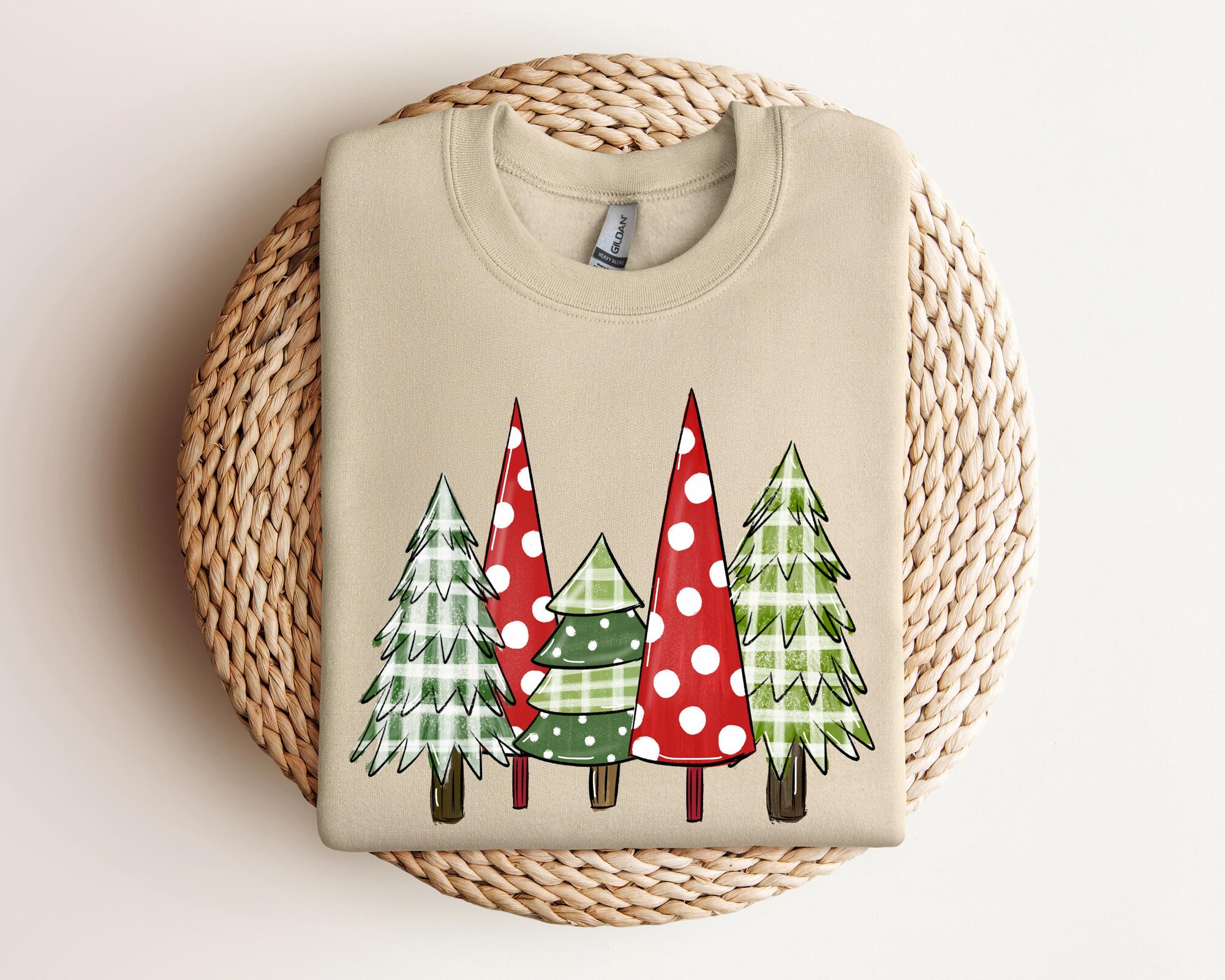 Christmas Trees Sweatshirt Christmas Sweater Crewneck Tree Holiday Winter Sweatshirt image 1