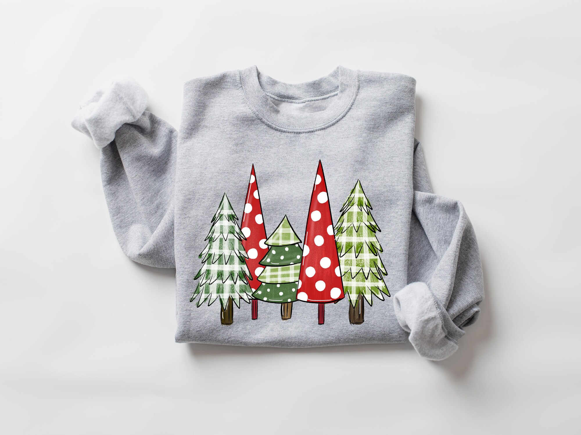 Christmas Trees Sweatshirt Christmas Sweater Crewneck Tree Holiday Winter Sweatshirt image 3