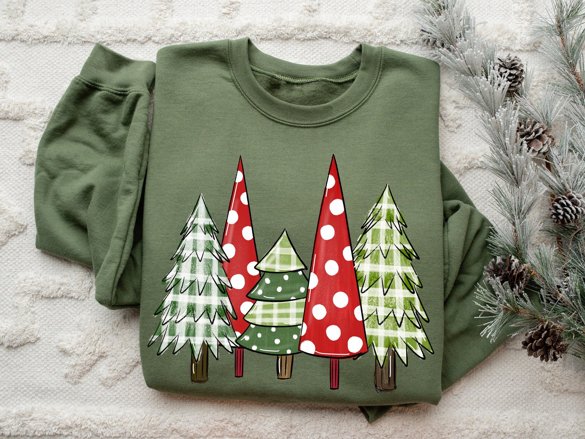 Christmas Trees Sweatshirt Christmas Sweater Crewneck Tree Holiday Winter Sweatshirt image 0